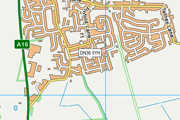 DN36 5YH map - OS VectorMap District (Ordnance Survey)