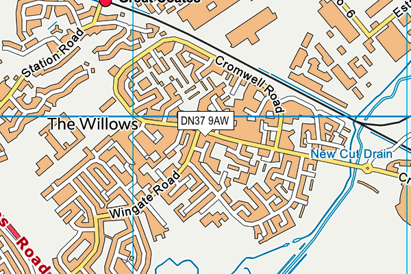 DN37 9AW map - OS VectorMap District (Ordnance Survey)