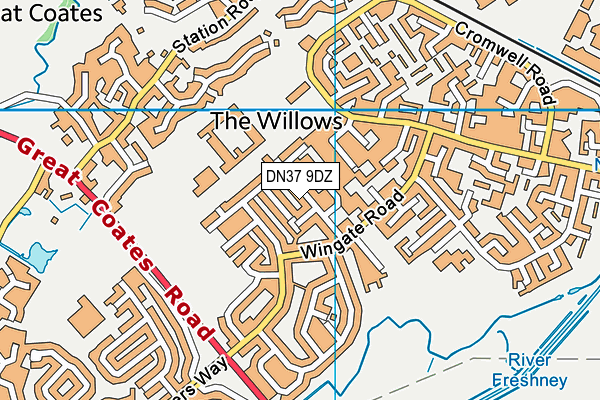 DN37 9DZ map - OS VectorMap District (Ordnance Survey)