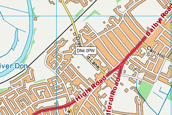 DN4 0PW map - OS VectorMap District (Ordnance Survey)
