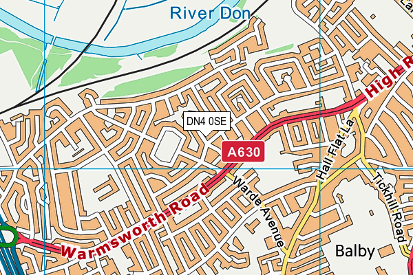 DN4 0SE map - OS VectorMap District (Ordnance Survey)