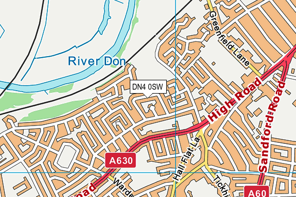 DN4 0SW map - OS VectorMap District (Ordnance Survey)