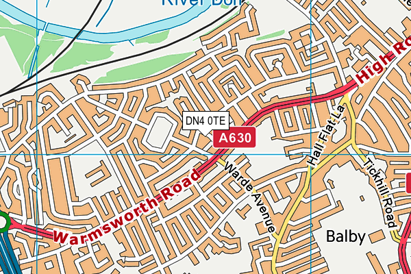 DN4 0TE map - OS VectorMap District (Ordnance Survey)