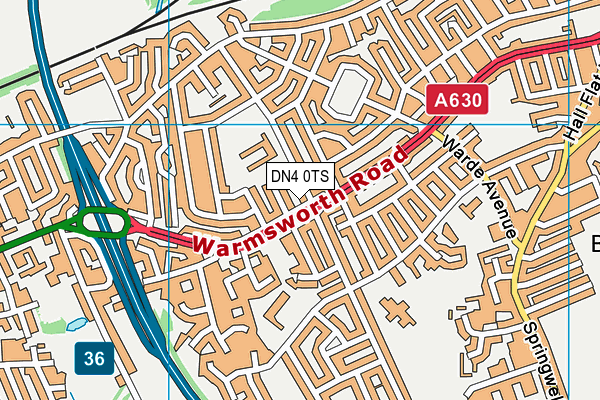 DN4 0TS map - OS VectorMap District (Ordnance Survey)