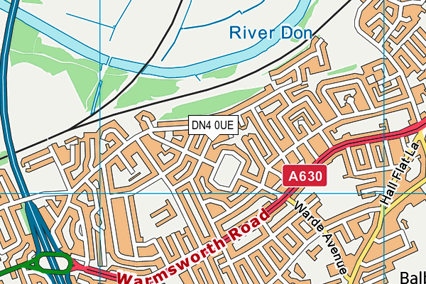 DN4 0UE map - OS VectorMap District (Ordnance Survey)