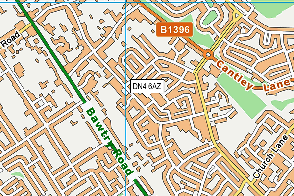 DN4 6AZ map - OS VectorMap District (Ordnance Survey)