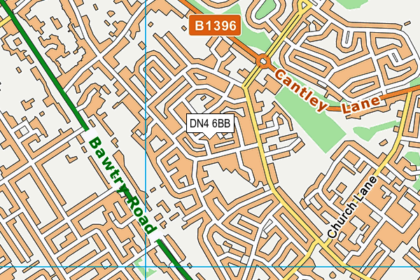 DN4 6BB map - OS VectorMap District (Ordnance Survey)