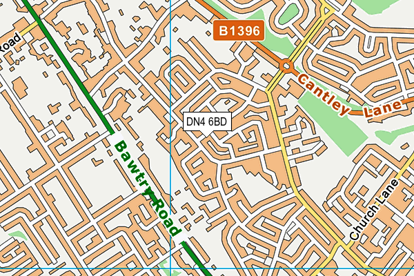 DN4 6BD map - OS VectorMap District (Ordnance Survey)