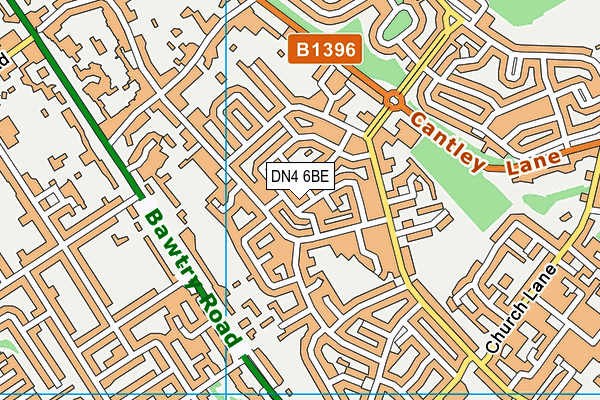DN4 6BE map - OS VectorMap District (Ordnance Survey)
