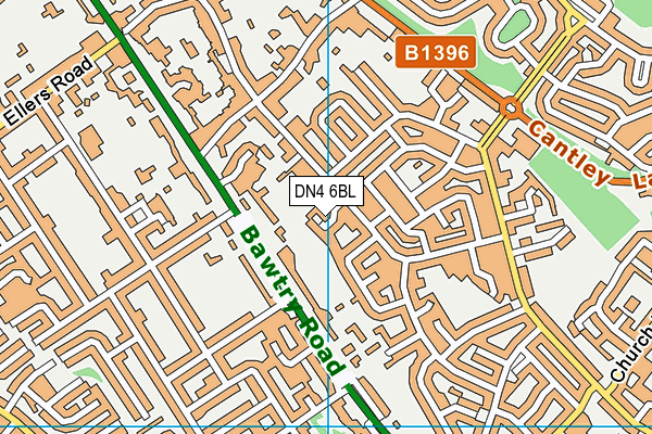 DN4 6BL map - OS VectorMap District (Ordnance Survey)