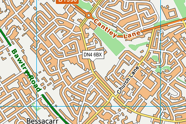 DN4 6BX map - OS VectorMap District (Ordnance Survey)