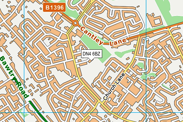 DN4 6BZ map - OS VectorMap District (Ordnance Survey)