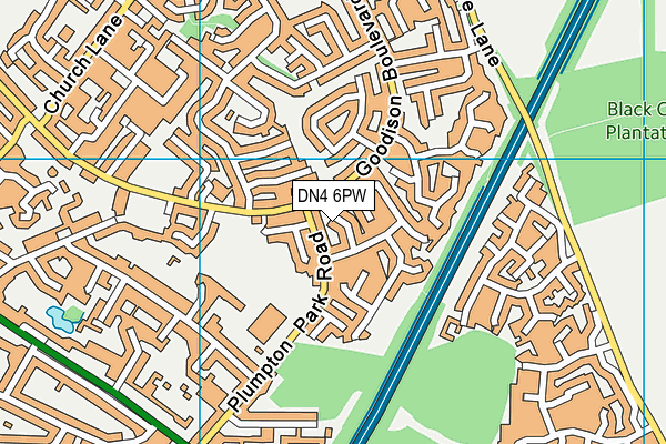 DN4 6PW map - OS VectorMap District (Ordnance Survey)