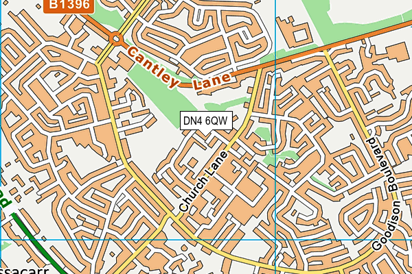 DN4 6QW map - OS VectorMap District (Ordnance Survey)