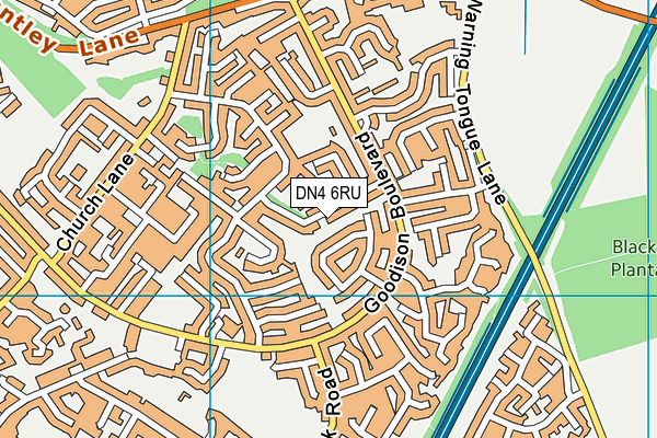 DN4 6RU map - OS VectorMap District (Ordnance Survey)