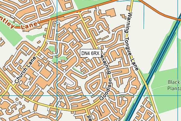 DN4 6RX map - OS VectorMap District (Ordnance Survey)