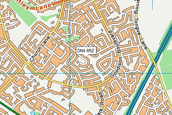 DN4 6RZ map - OS VectorMap District (Ordnance Survey)