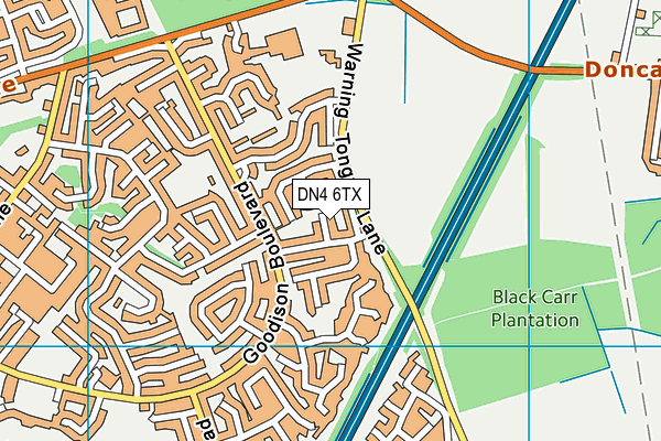 DN4 6TX map - OS VectorMap District (Ordnance Survey)