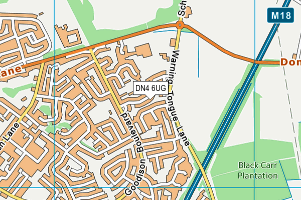 DN4 6UG map - OS VectorMap District (Ordnance Survey)