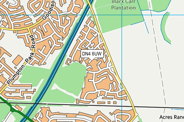 DN4 6UW map - OS VectorMap District (Ordnance Survey)