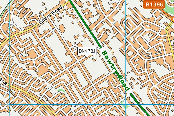 DN4 7BJ map - OS VectorMap District (Ordnance Survey)