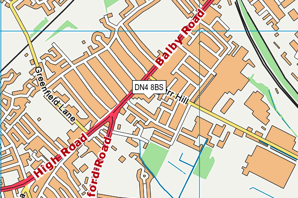 DN4 8BS map - OS VectorMap District (Ordnance Survey)