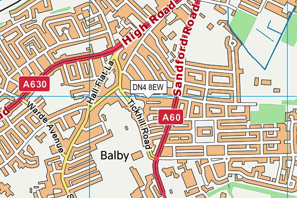 DN4 8EW map - OS VectorMap District (Ordnance Survey)