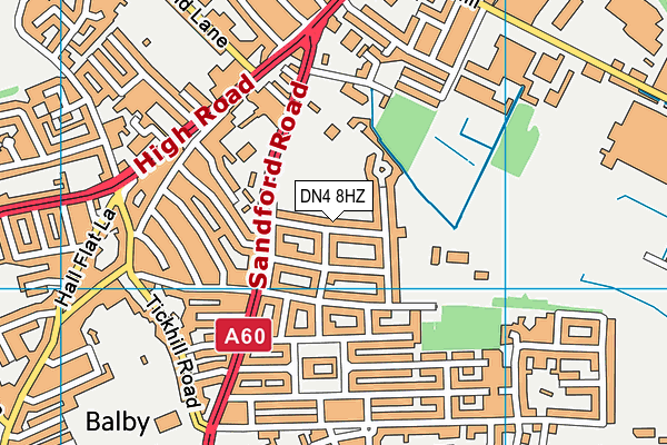 Sandford Road Recreation Ground map (DN4 8HZ) - OS VectorMap District (Ordnance Survey)