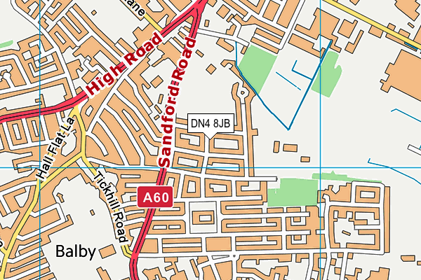 DN4 8JB map - OS VectorMap District (Ordnance Survey)