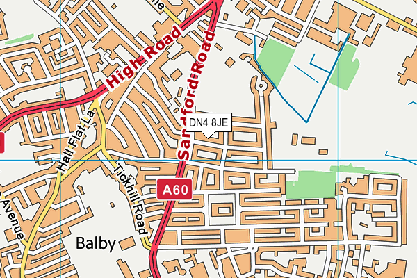 DN4 8JE map - OS VectorMap District (Ordnance Survey)