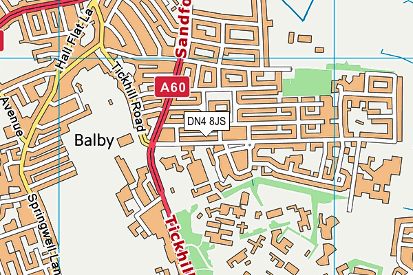 DN4 8JS map - OS VectorMap District (Ordnance Survey)