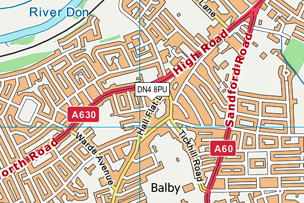 DN4 8PU map - OS VectorMap District (Ordnance Survey)