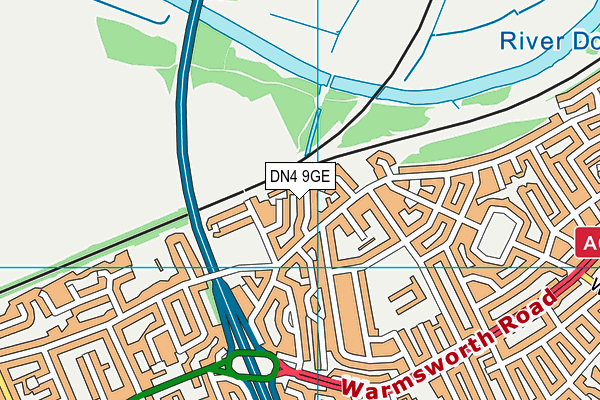 DN4 9GE map - OS VectorMap District (Ordnance Survey)