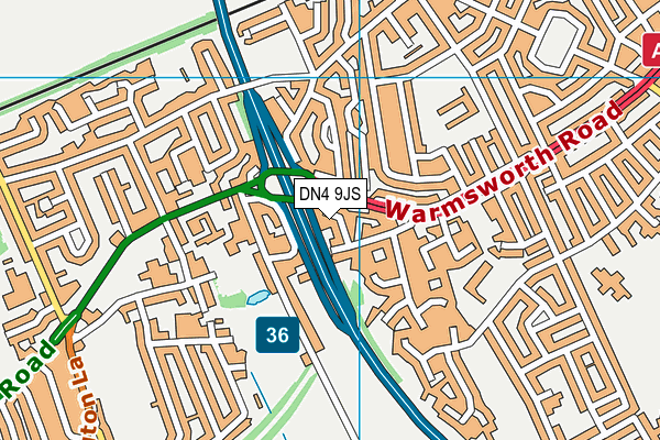 DN4 9JS map - OS VectorMap District (Ordnance Survey)