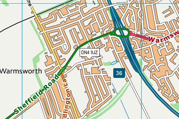 DN4 9JZ map - OS VectorMap District (Ordnance Survey)