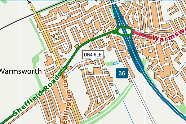 DN4 9LE map - OS VectorMap District (Ordnance Survey)