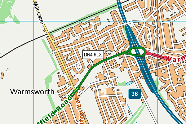 DN4 9LX map - OS VectorMap District (Ordnance Survey)