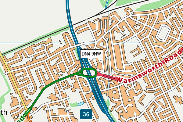 DN4 9NW map - OS VectorMap District (Ordnance Survey)