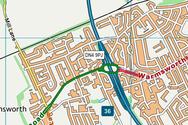 DN4 9PJ map - OS VectorMap District (Ordnance Survey)