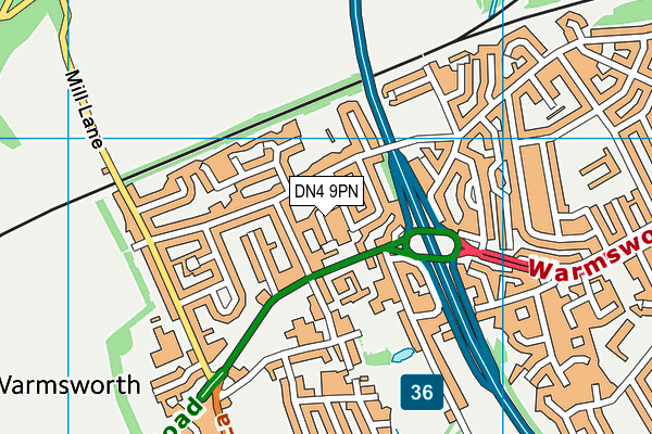 DN4 9PN map - OS VectorMap District (Ordnance Survey)