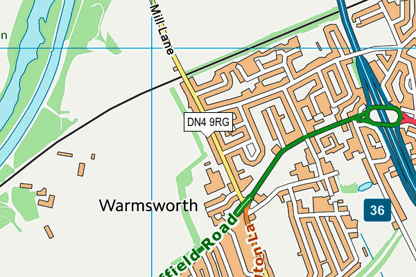 Warmsworth Primary School map (DN4 9RG) - OS VectorMap District (Ordnance Survey)