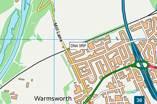 DN4 9RP map - OS VectorMap District (Ordnance Survey)