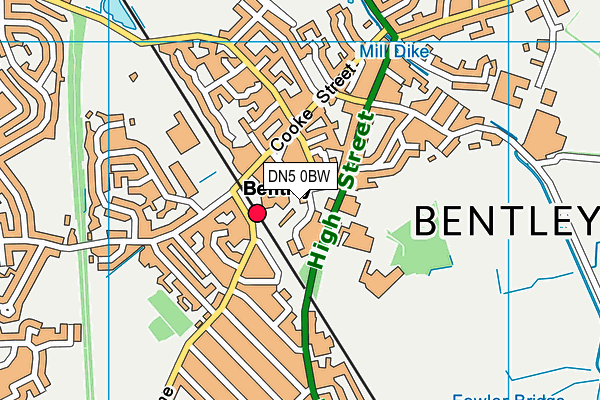 DN5 0BW map - OS VectorMap District (Ordnance Survey)
