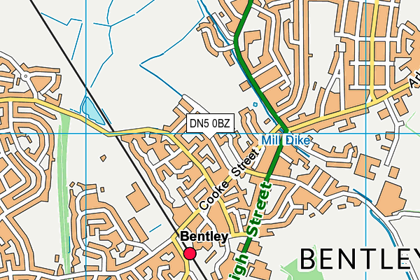 DN5 0BZ map - OS VectorMap District (Ordnance Survey)