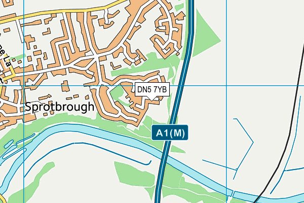 DN5 7YB map - OS VectorMap District (Ordnance Survey)