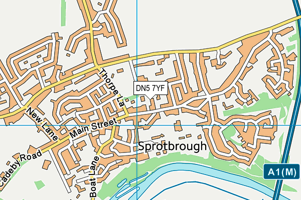 DN5 7YF map - OS VectorMap District (Ordnance Survey)