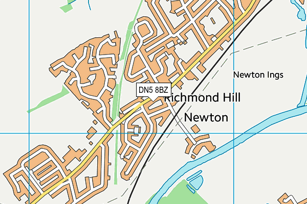 DN5 8BZ map - OS VectorMap District (Ordnance Survey)