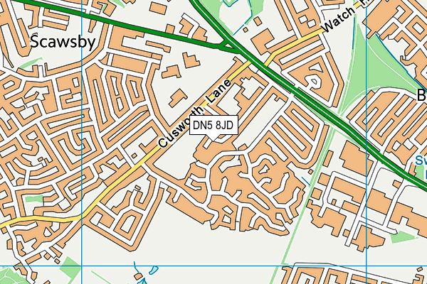 DN5 8JD map - OS VectorMap District (Ordnance Survey)
