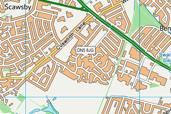 DN5 8JG map - OS VectorMap District (Ordnance Survey)