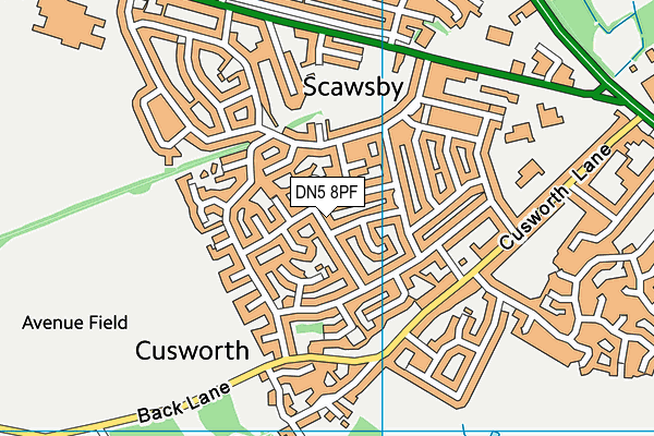 DN5 8PF map - OS VectorMap District (Ordnance Survey)